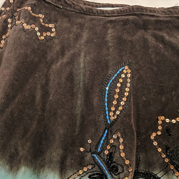 India It's a New Vision Embroidered Floral Butterfly Skirt Brown Teal Blue 10 - Picture 10 of 16